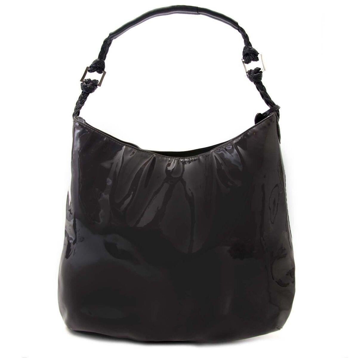 Black Delvaux Le Louise Grey Patent Leather Bag