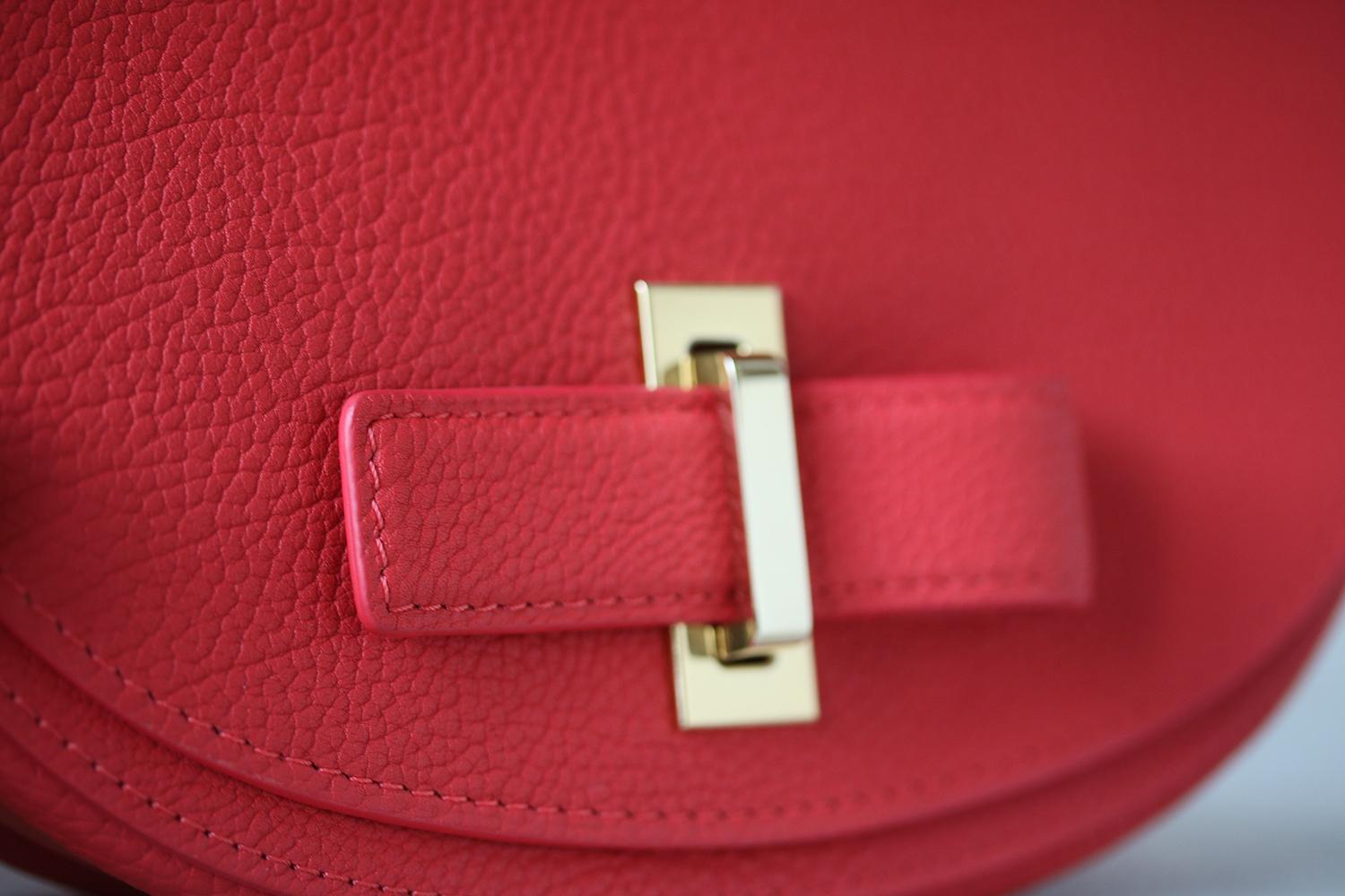 Red Delvaux Le Mutin Mini Leather Saddle Bag 