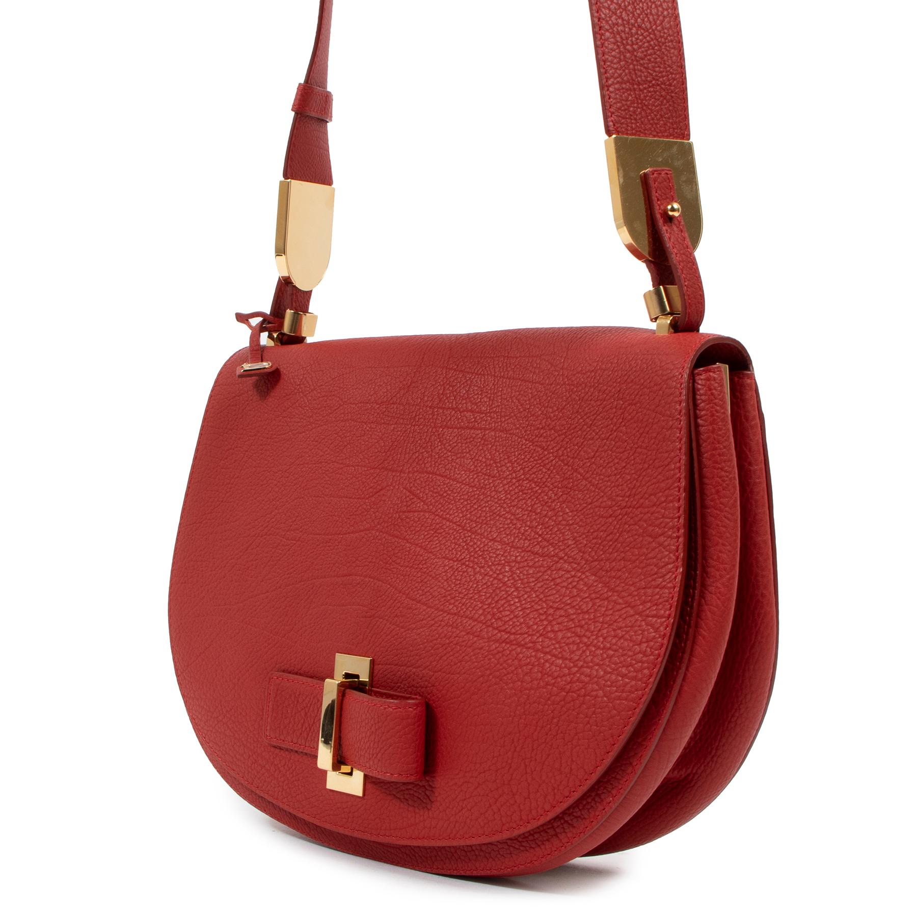 Delvaux Le Mutin MM Shine Scarlet Red Crispy Calf In Excellent Condition In Antwerp, BE