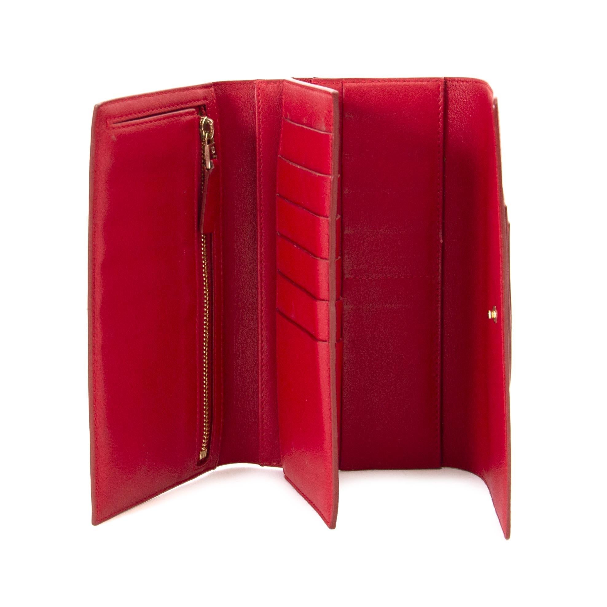 Women's Delvaux Lipstck Red Trifold Wallet 