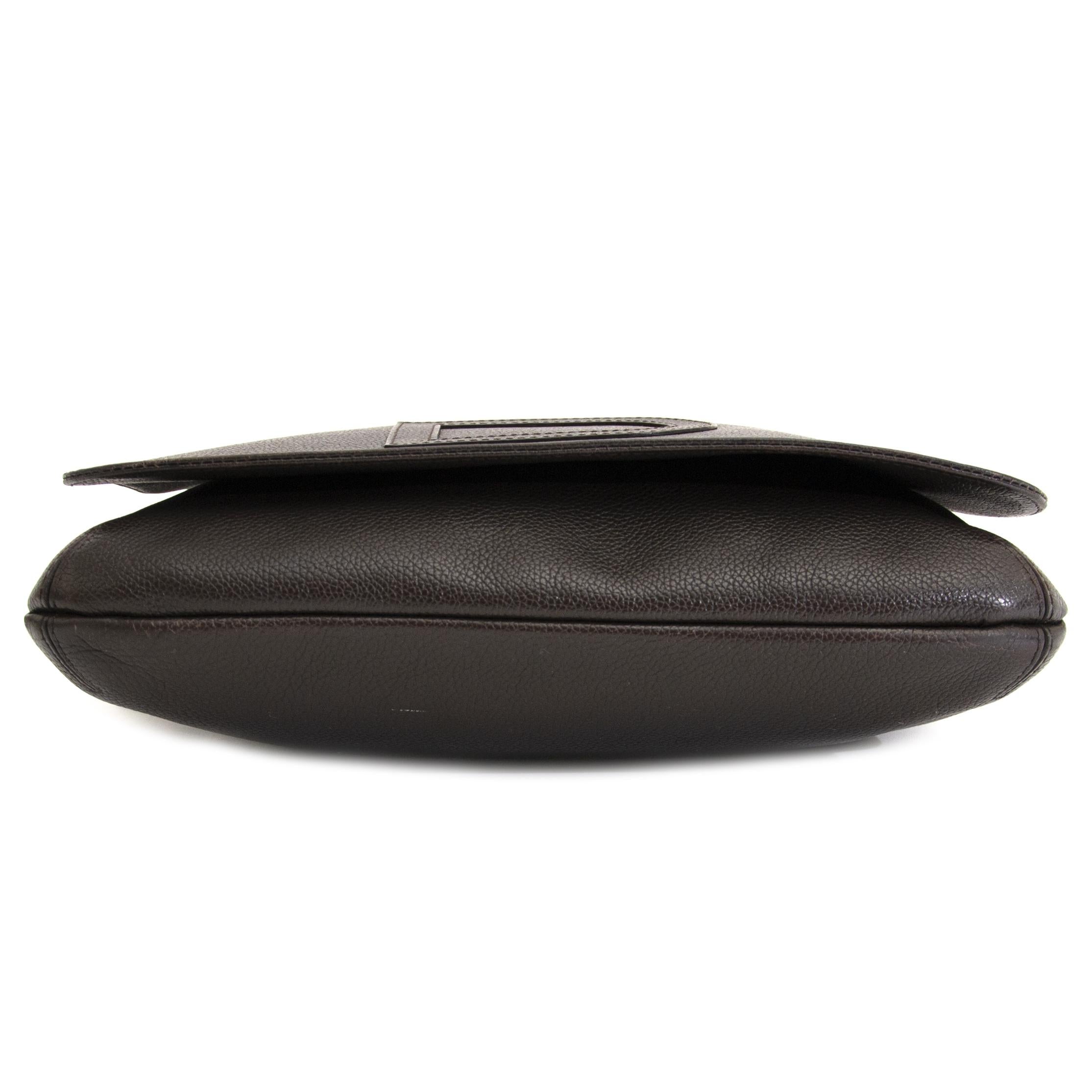 Black Delvaux Louise Baudrier Brown Leather Shoulder Bag