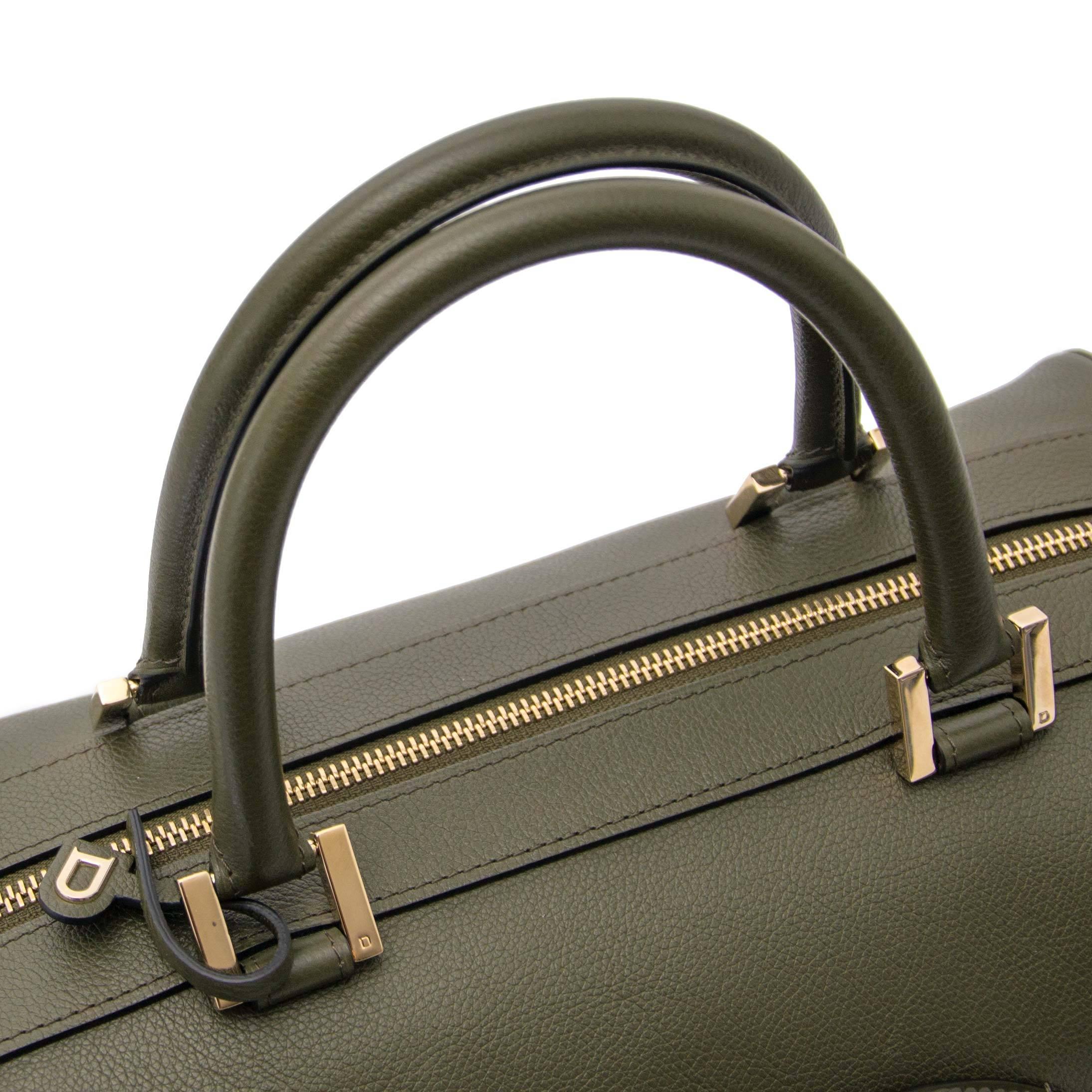 Delvaux Louise Boston Allure Olive Green handbag In Excellent Condition In Antwerp, BE