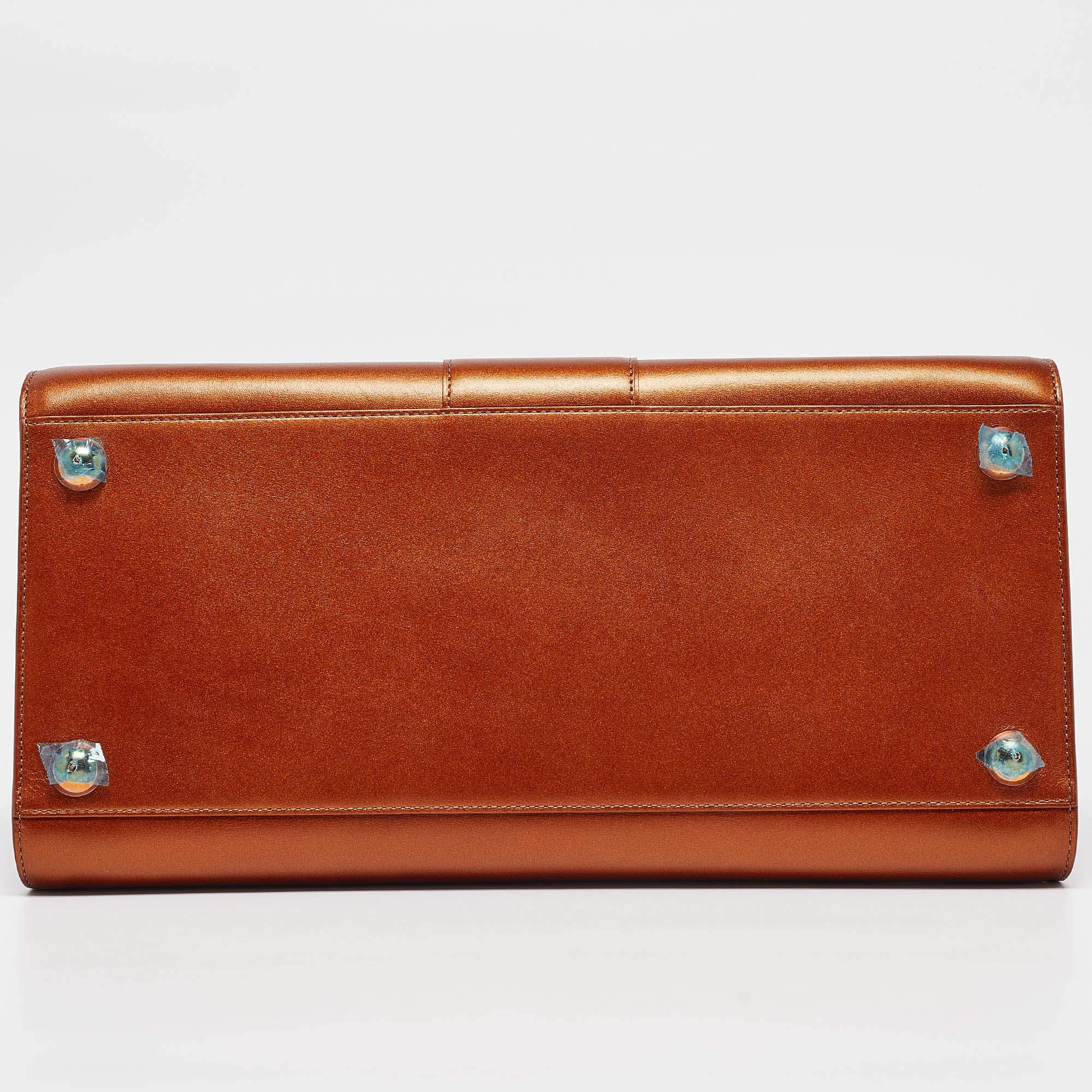Delvaux - Sac à main en cuir Brillant Sellier GM - Bronze métallisé 3