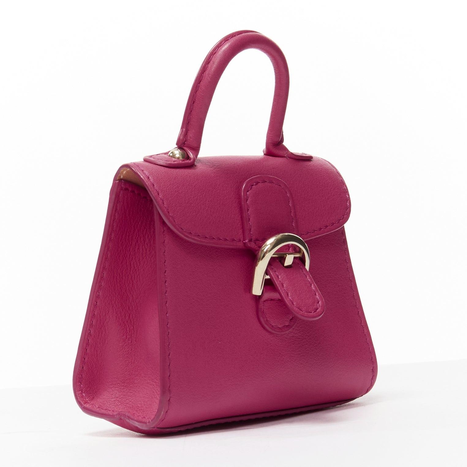 DELVAUX Mini Brilliant rose indien pink calfskin micro bag charm In Good Condition In Hong Kong, NT