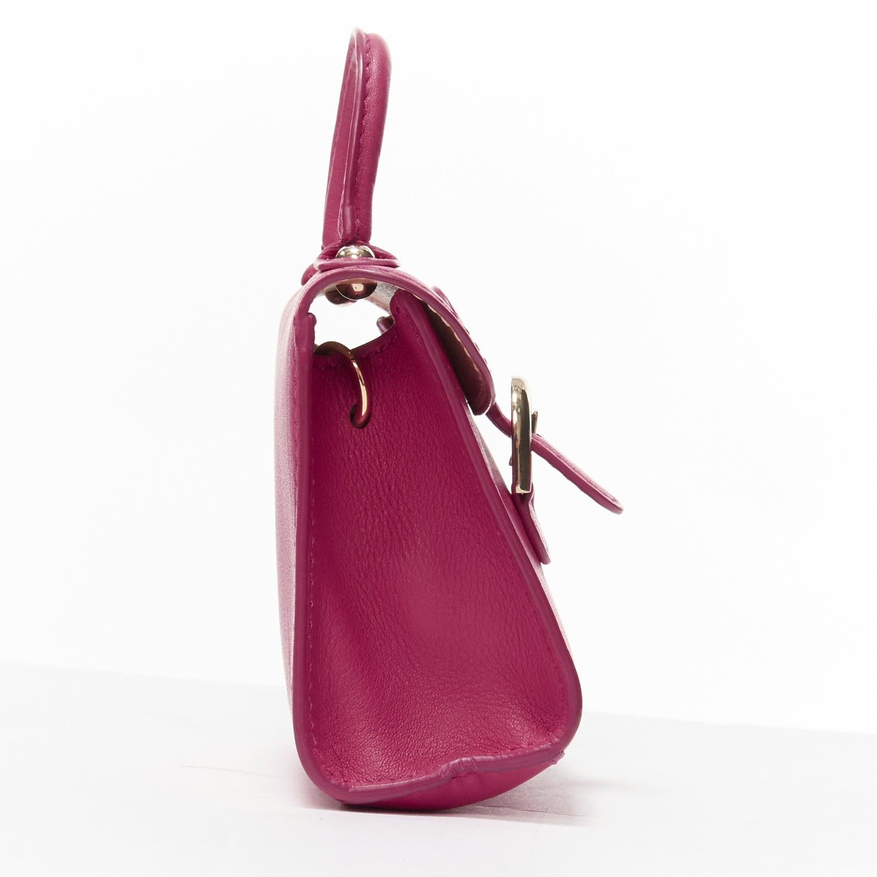 DELVAUX Mini Brilliant rose indien pink calfskin micro bag charm In Good Condition For Sale In Hong Kong, NT