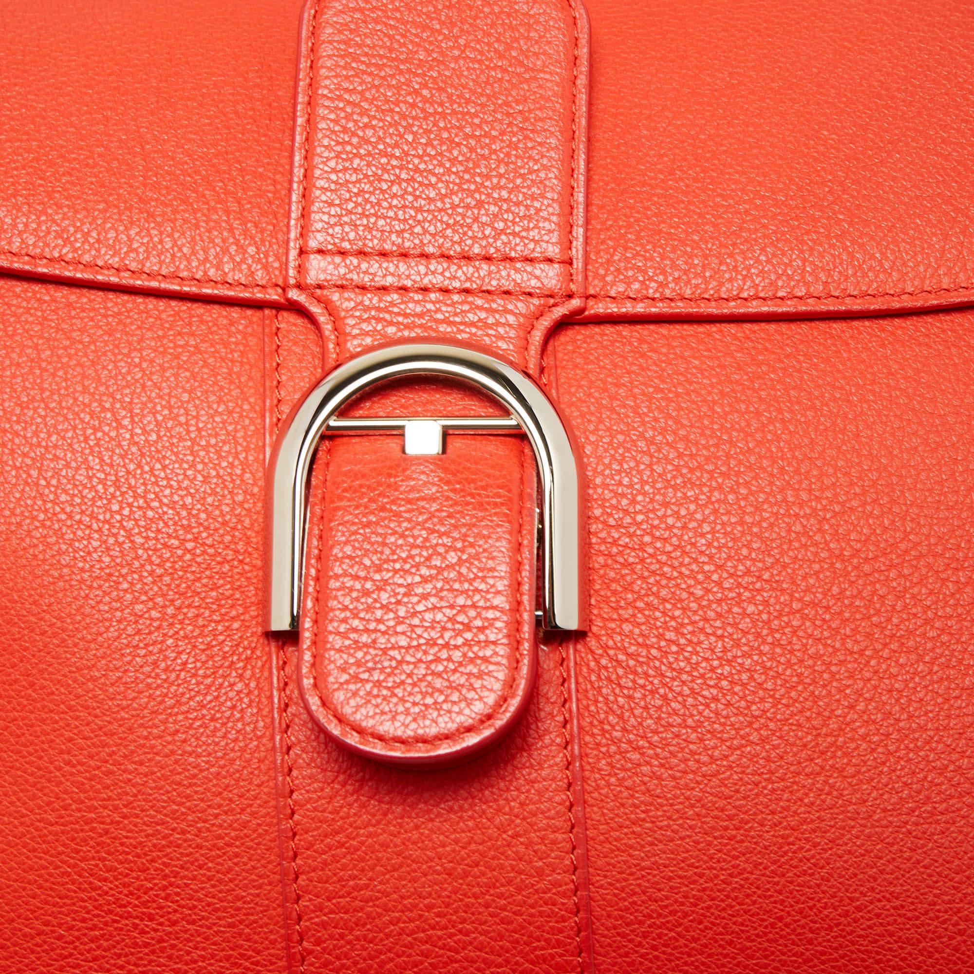 Delvaux Orange Leather Brillant MM Top Handle Bag 7