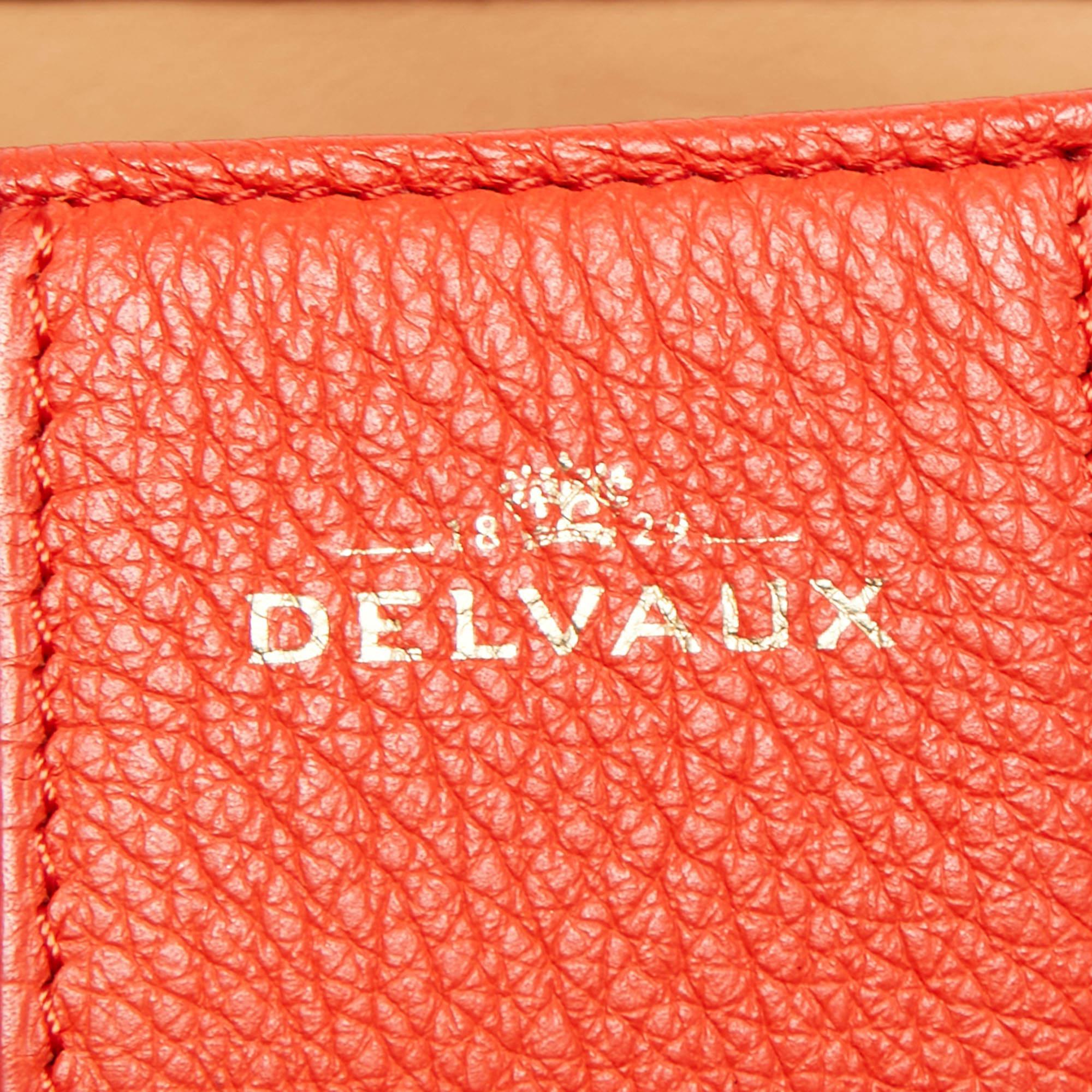 Delvaux Orange Leather Brillant MM Top Handle Bag 9