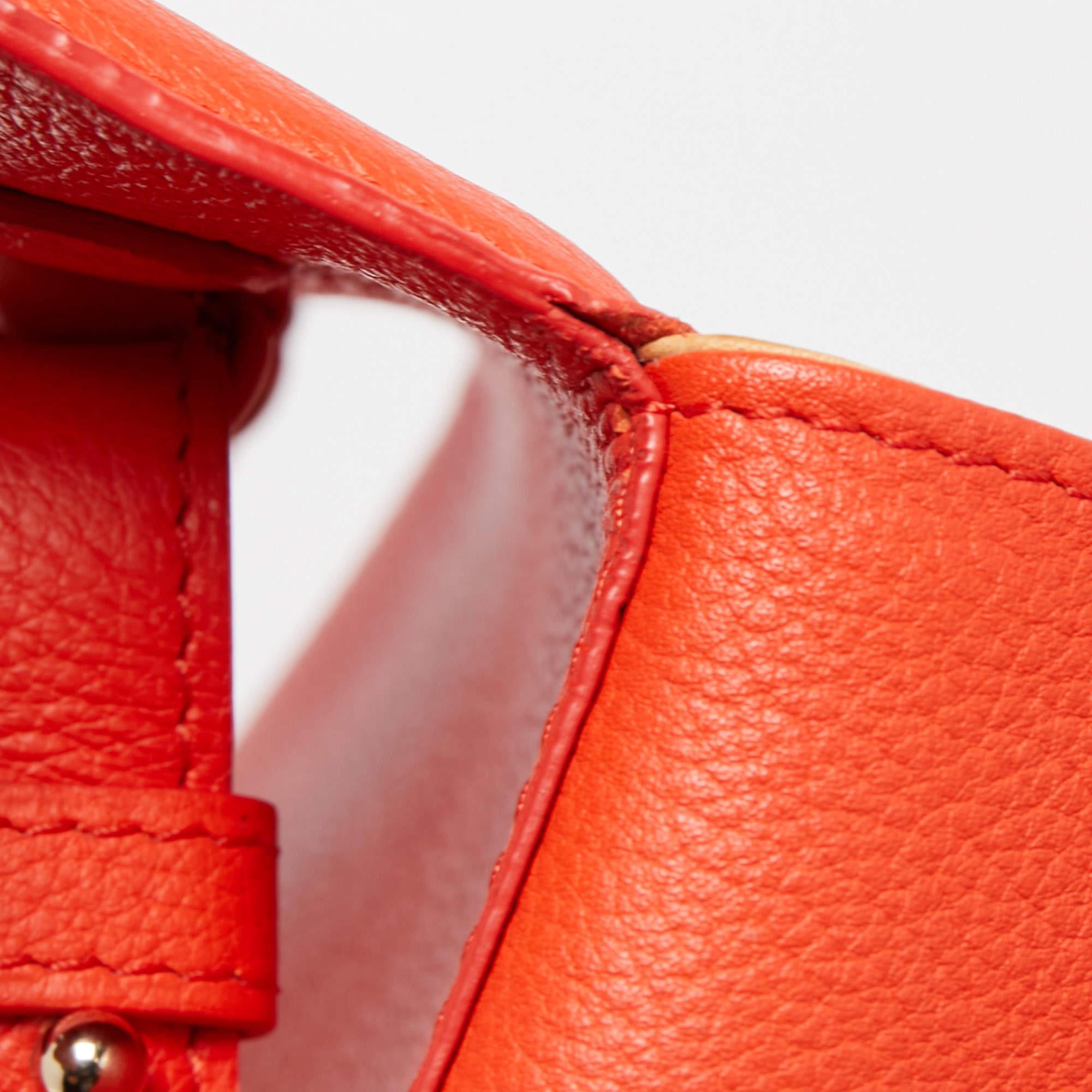 Delvaux Orange Leather Brillant MM Top Handle Bag 2