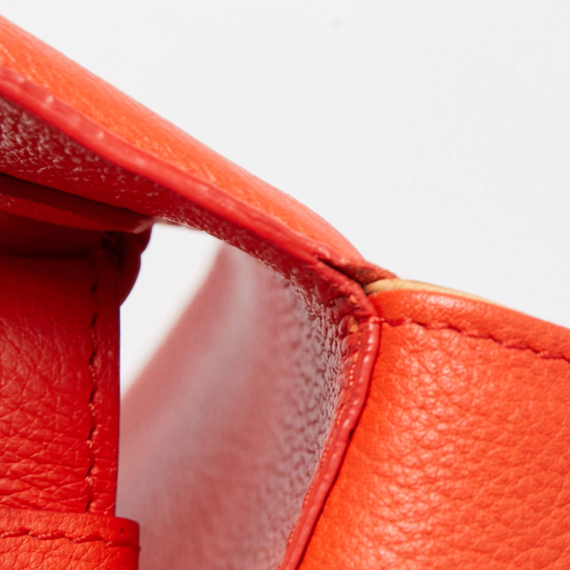 Delvaux Orange Leather Brillant MM Top Handle Bag 3