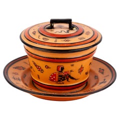 Delvaux Parisian French Egyptian Revival Porcelain Serving Bowl 19th Century