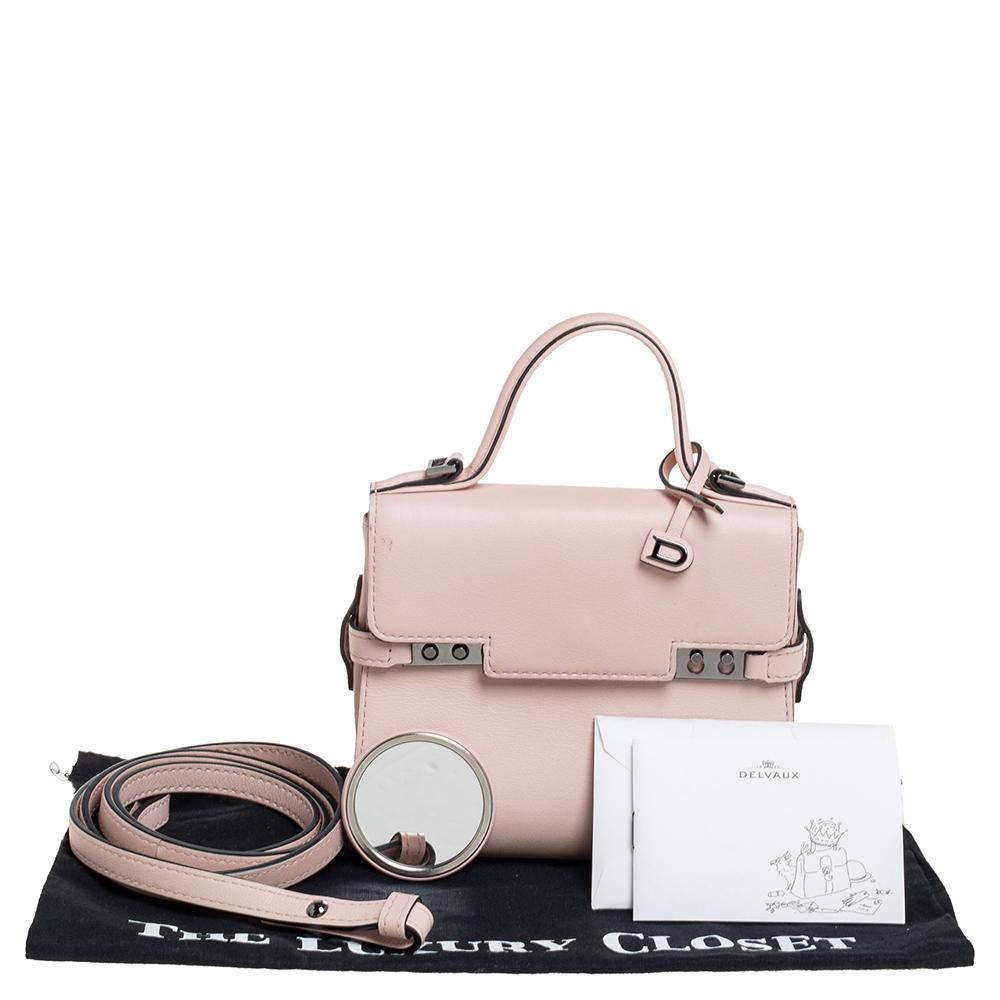 Delvaux Pink Leather Mini Tempete Top Handle Bag 6