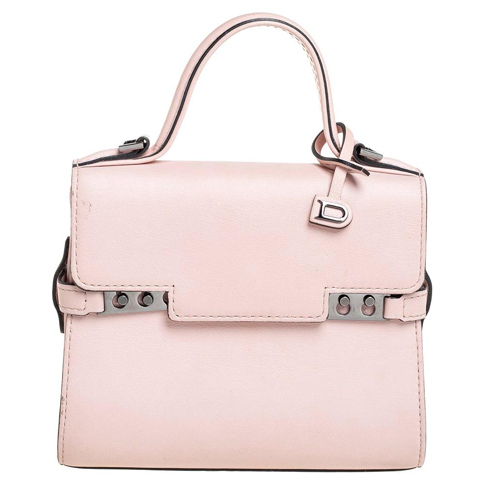 Delvaux Pink Leather Mini Tempete Top Handle Bag