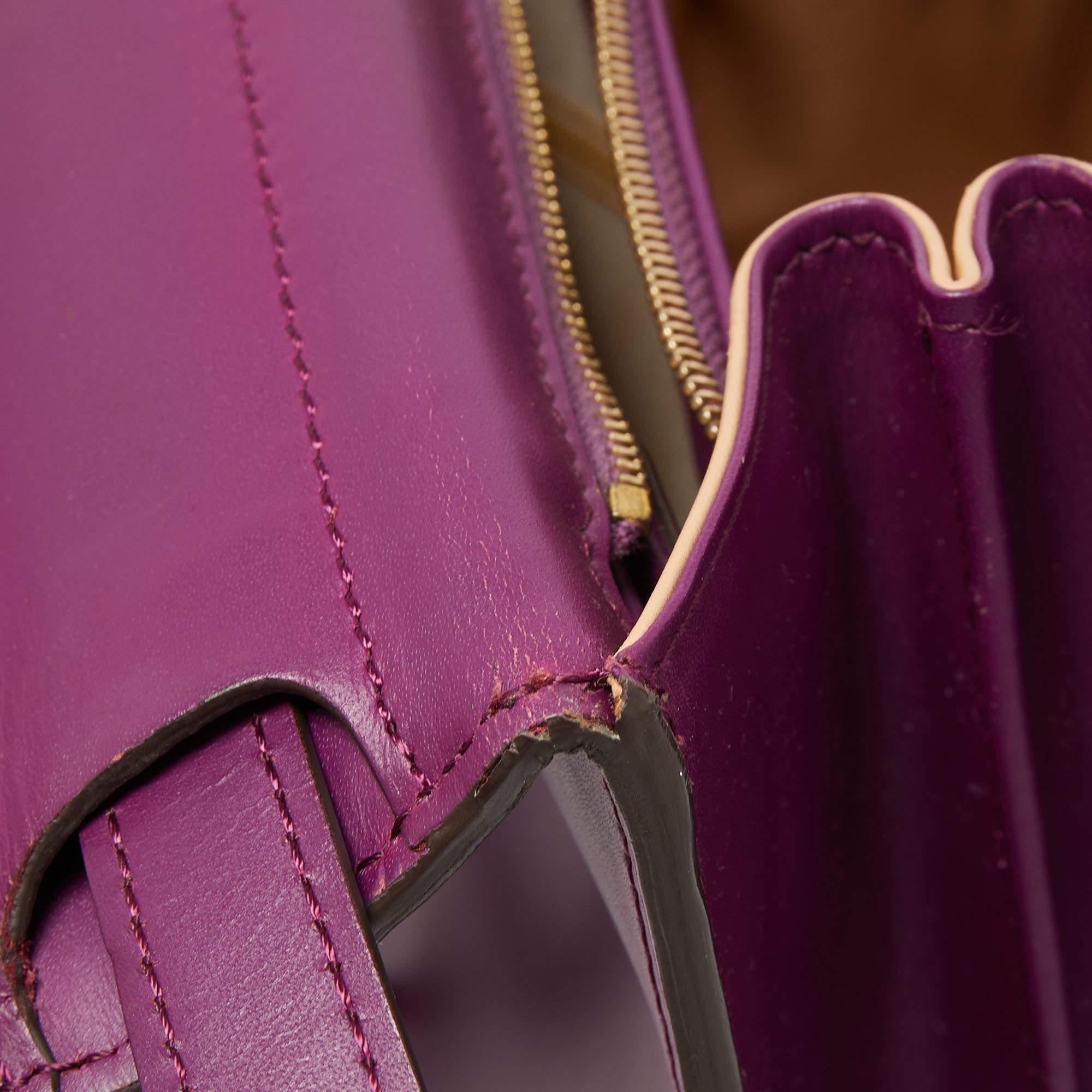 Delvaux Purple Leather Brillant MM Top Handle Bag 7