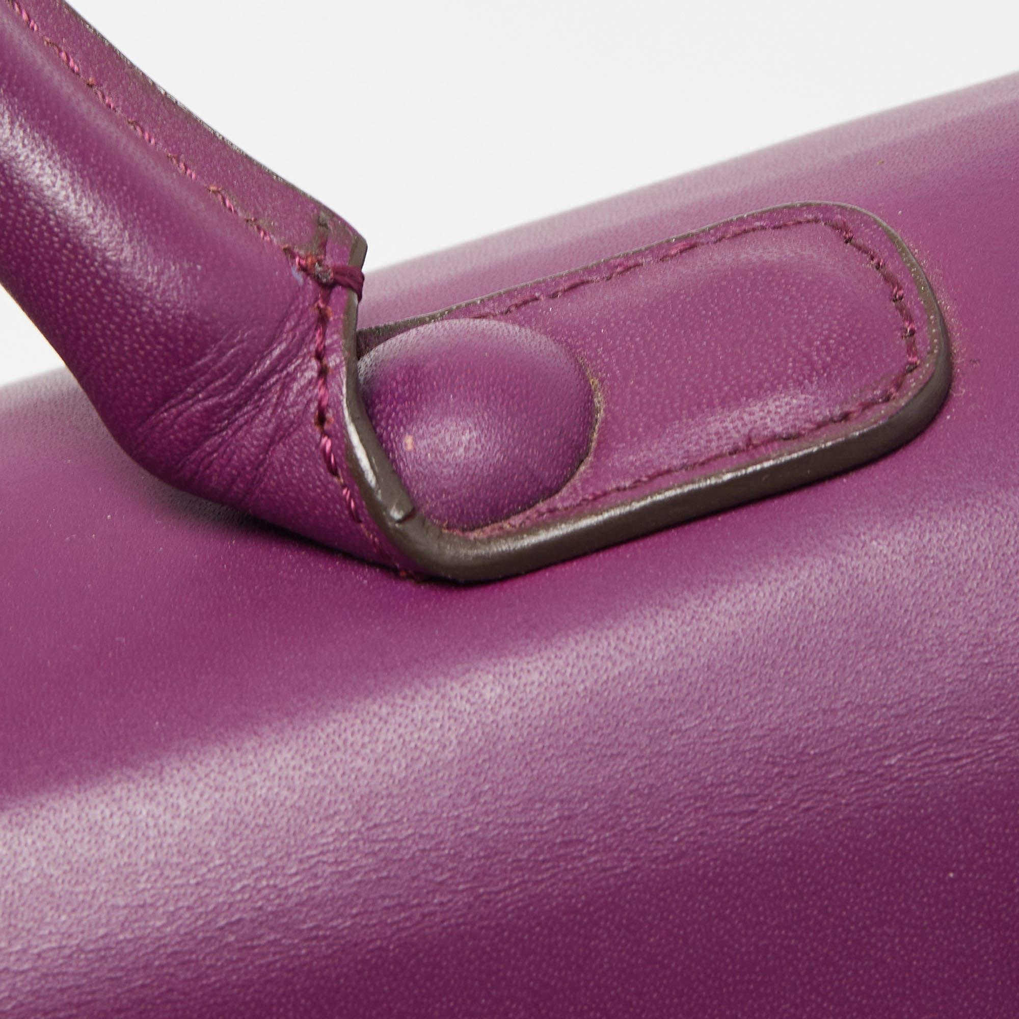 Delvaux Purple Leather Brillant MM Top Handle Bag 8