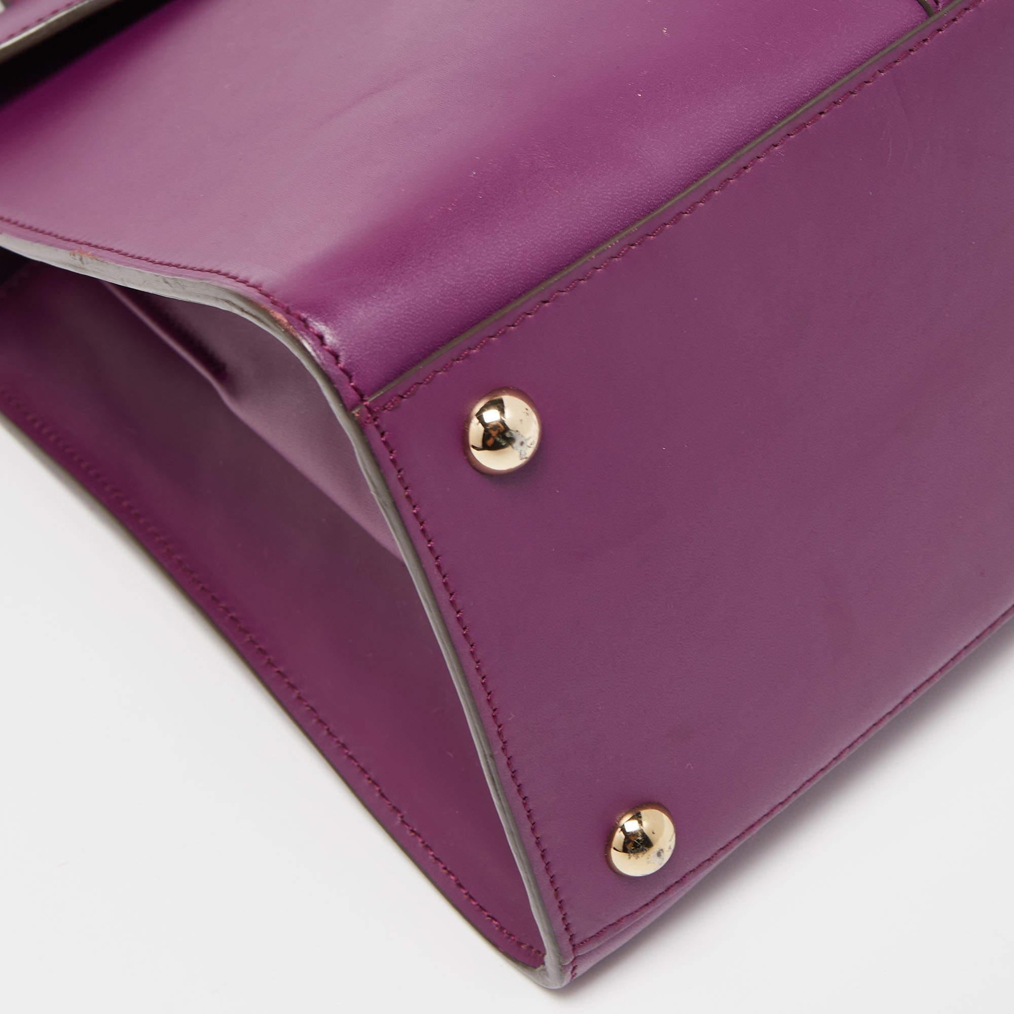 Delvaux Purple Leather Brillant MM Top Handle Bag 9