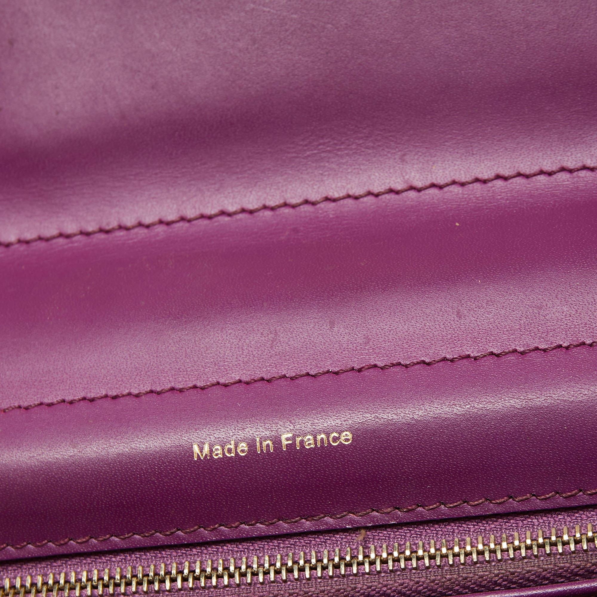 Women's Delvaux Purple Leather Brillant MM Top Handle Bag