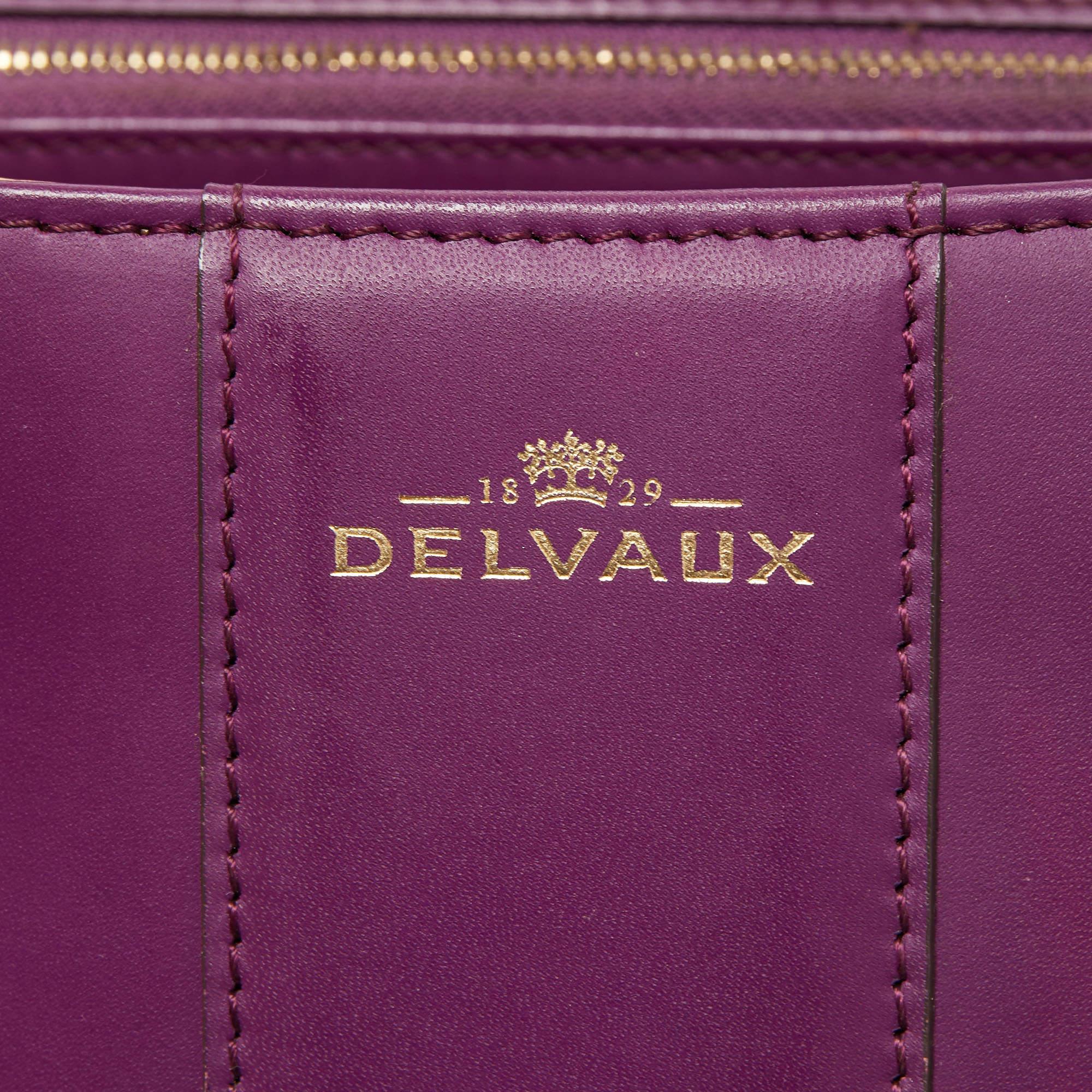 Delvaux Purple Leather Brillant MM Top Handle Bag 1