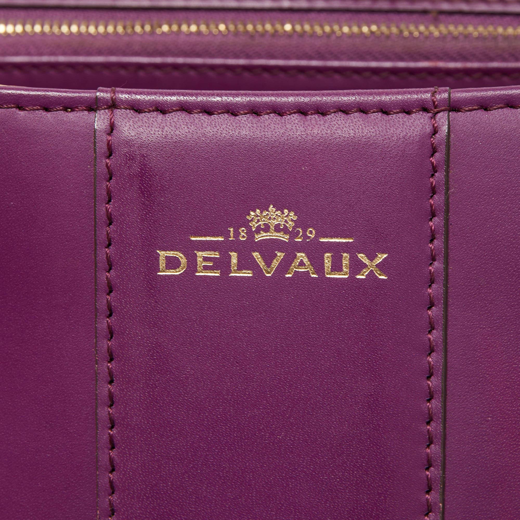 Delvaux Purple Leather Brillant MM Top Handle Bag 1