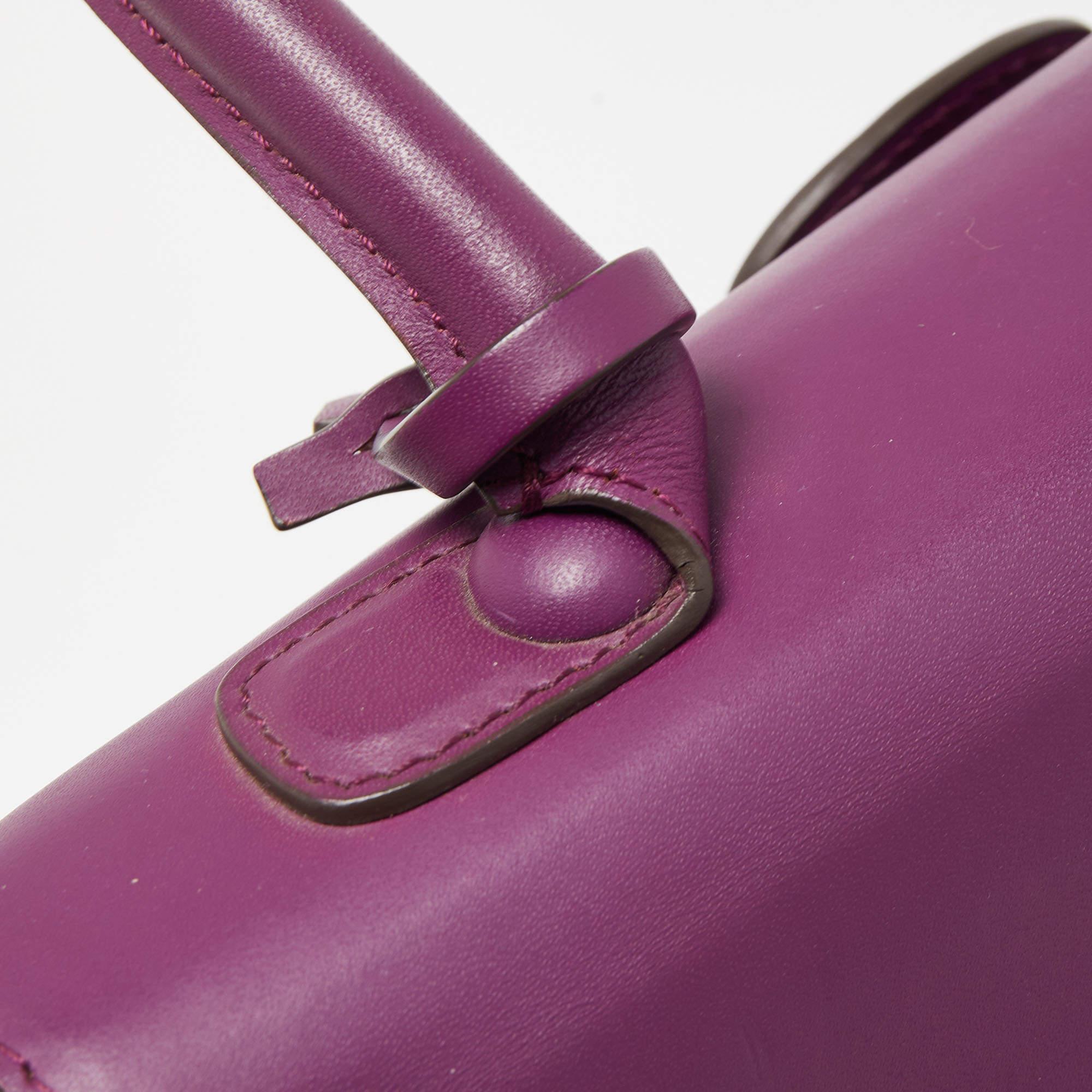 Delvaux Purple Leather Brillant MM Top Handle Bag 4