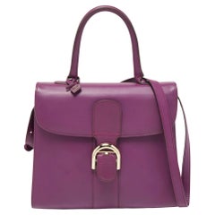 Delvaux Purple Leather Brillant MM Top Handle Bag