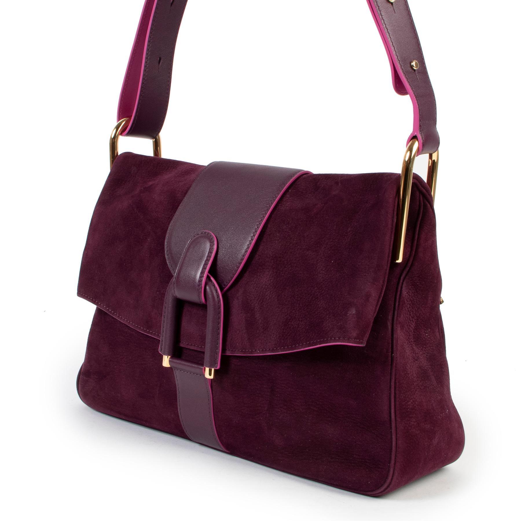 Delvaux Lila Nubuck Givry Umhängetasche (Schwarz)