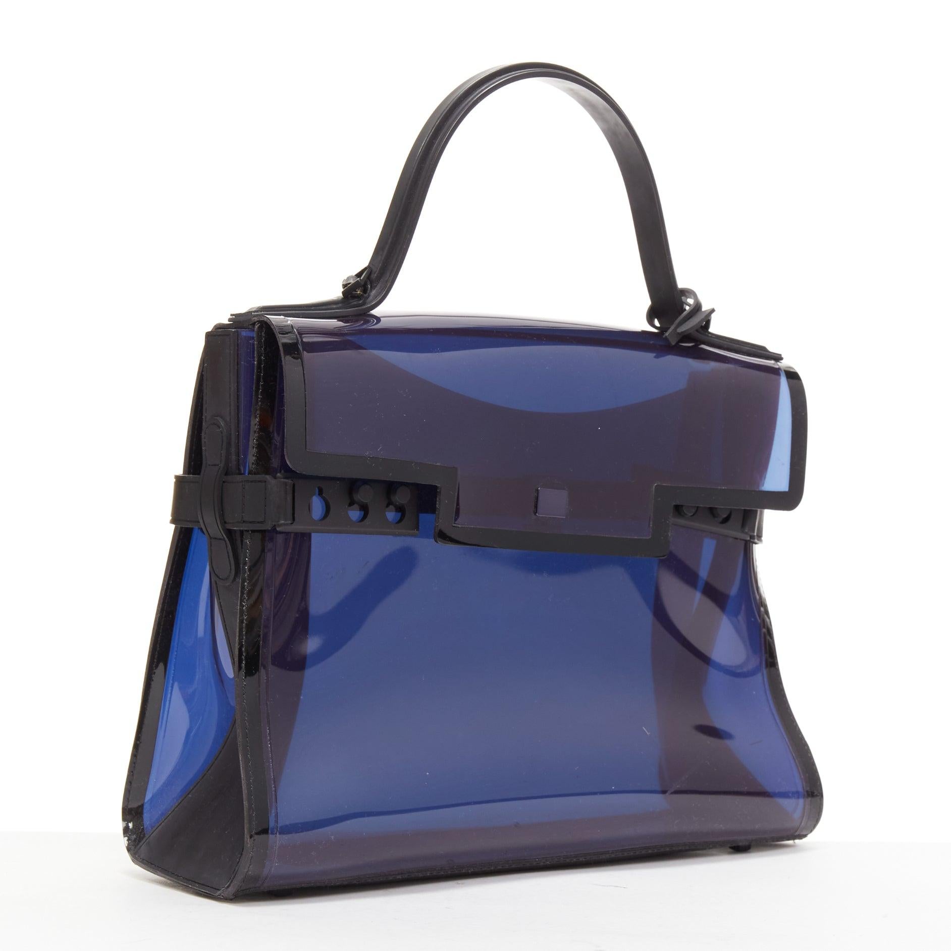 Purple DELVAUX PVC Tempete Dark Night Bleu De Prusse navy flap satchel bag For Sale
