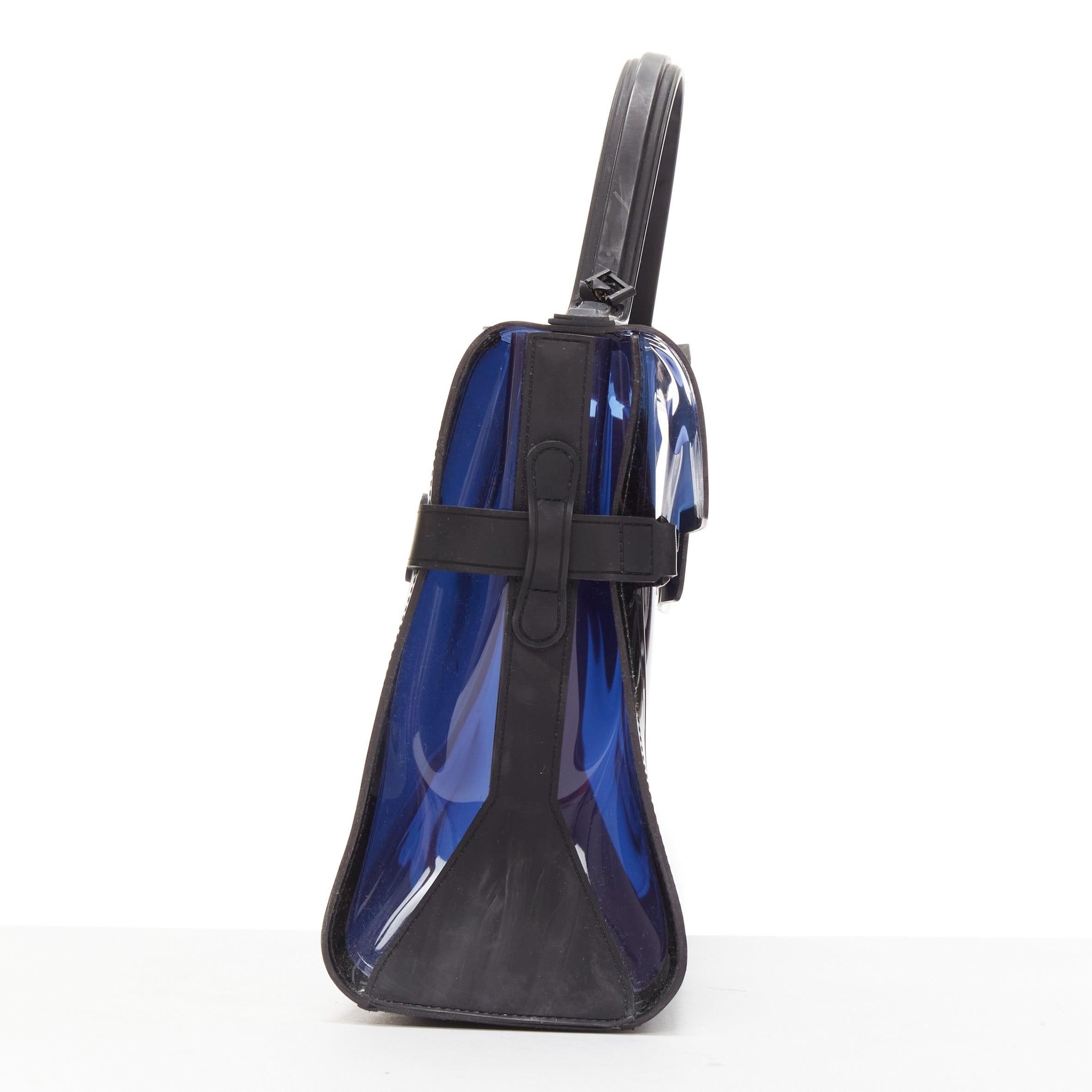 DELVAUX PVC Tempete Dark Night Bleu De Prusse navy flap satchel bag In Fair Condition For Sale In Hong Kong, NT