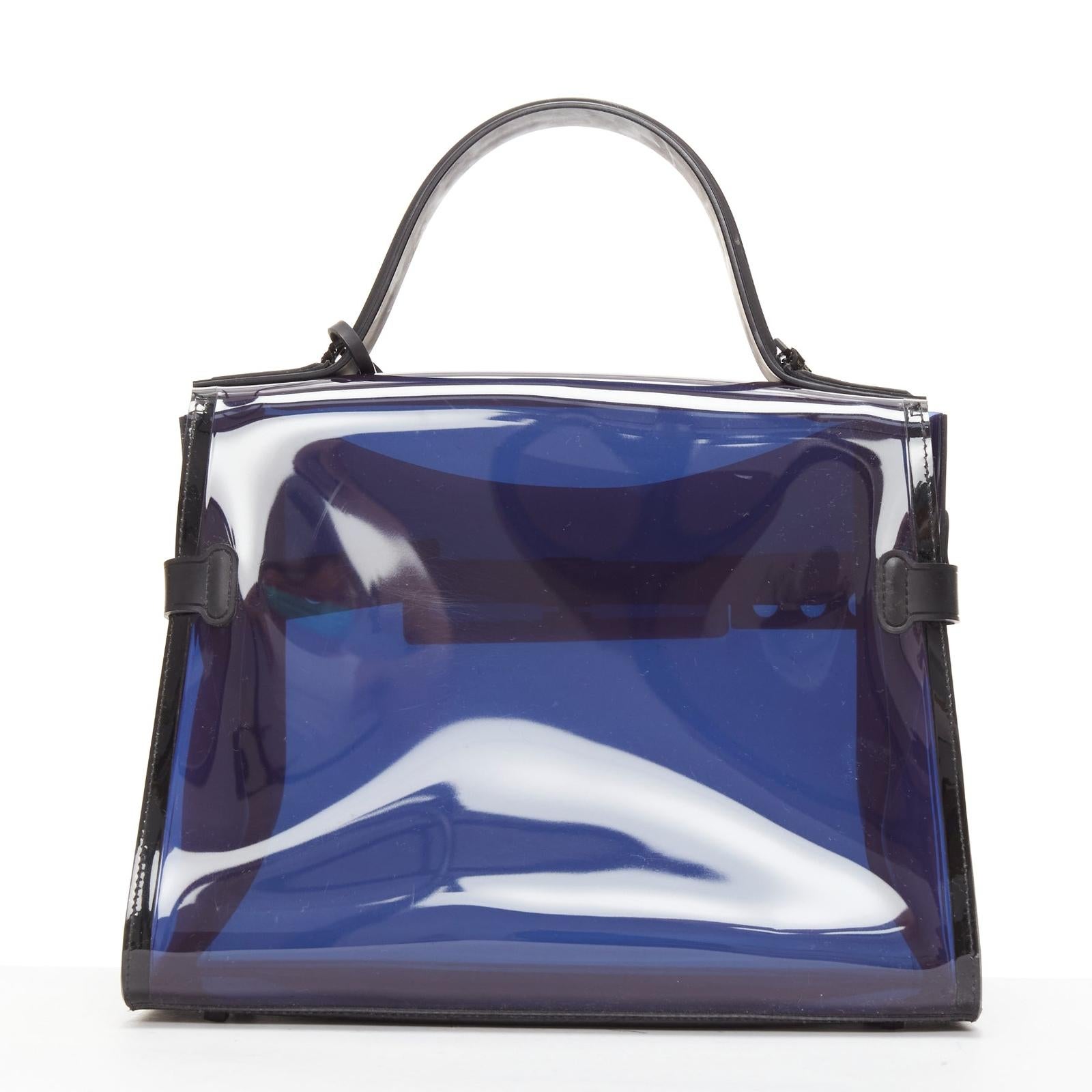 DELVAUX PVC Tempete Dark Night Bleu De Prusse navy Klappe Schulranzen Tasche Damen im Angebot