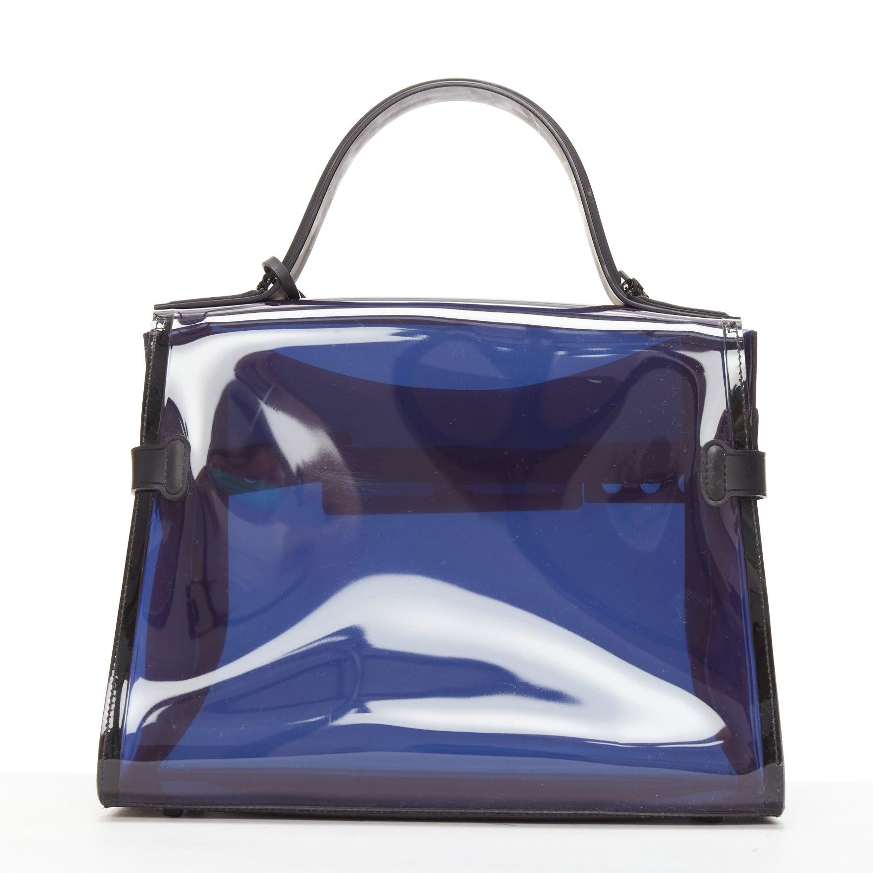 Women's DELVAUX PVC Tempete Dark Night Bleu De Prusse navy flap satchel bag For Sale