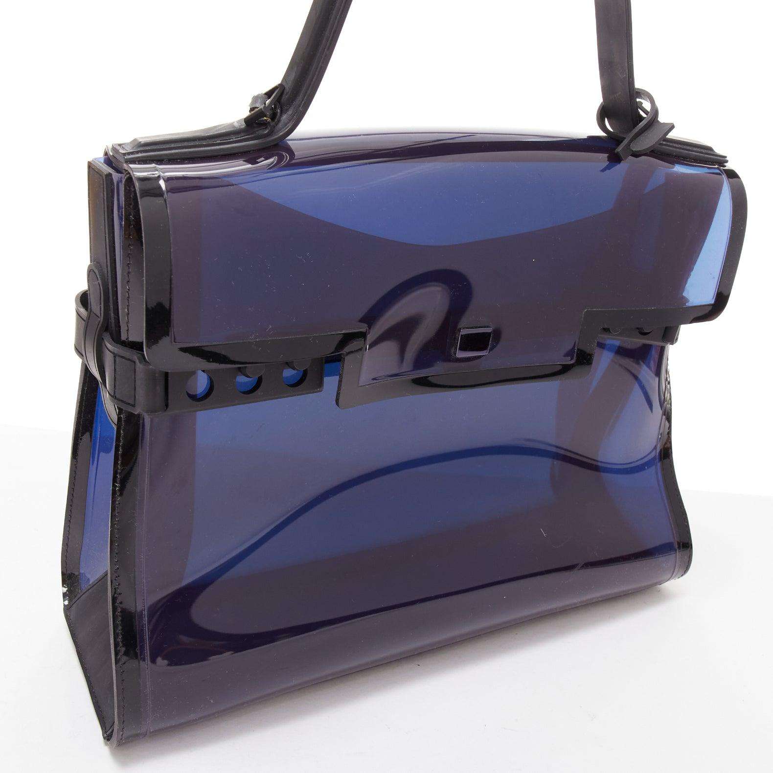 DELVAUX PVC Tempete Dark Night Bleu De Prusse navy flap satchel bag For Sale 1