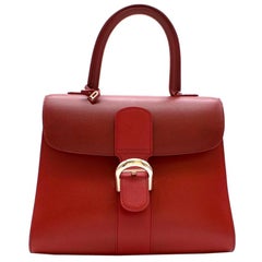  Delvaux Red Brilliant MM Top Handle Bag - Rare colour way