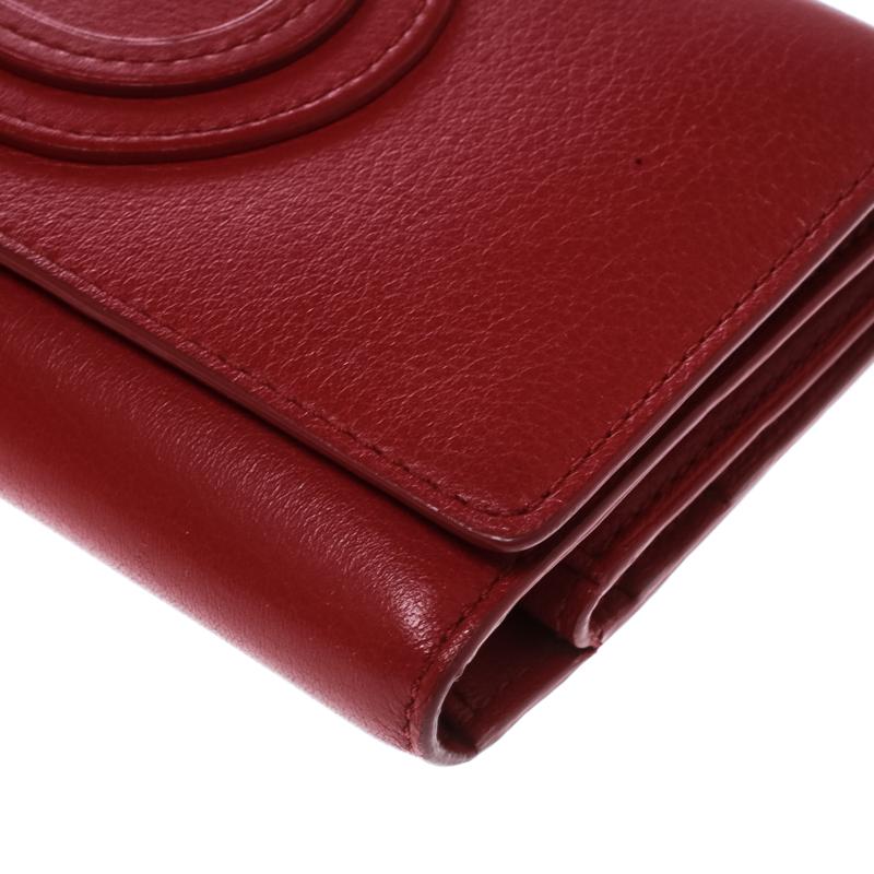 Delvaux Red Leather Tri Fold Continental Wallet 1