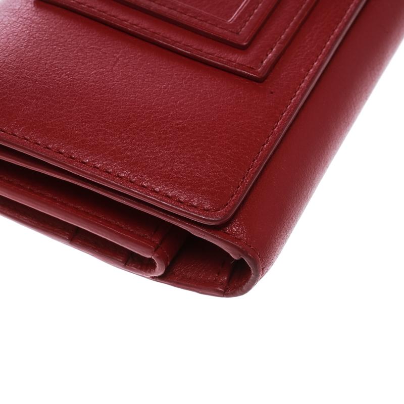 Delvaux Red Leather Tri Fold Continental Wallet 2