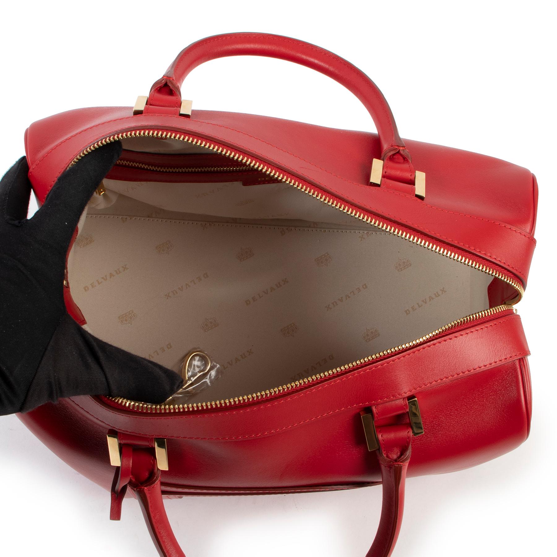 Women's Delvaux Red Louise Boston Top Handle Bag