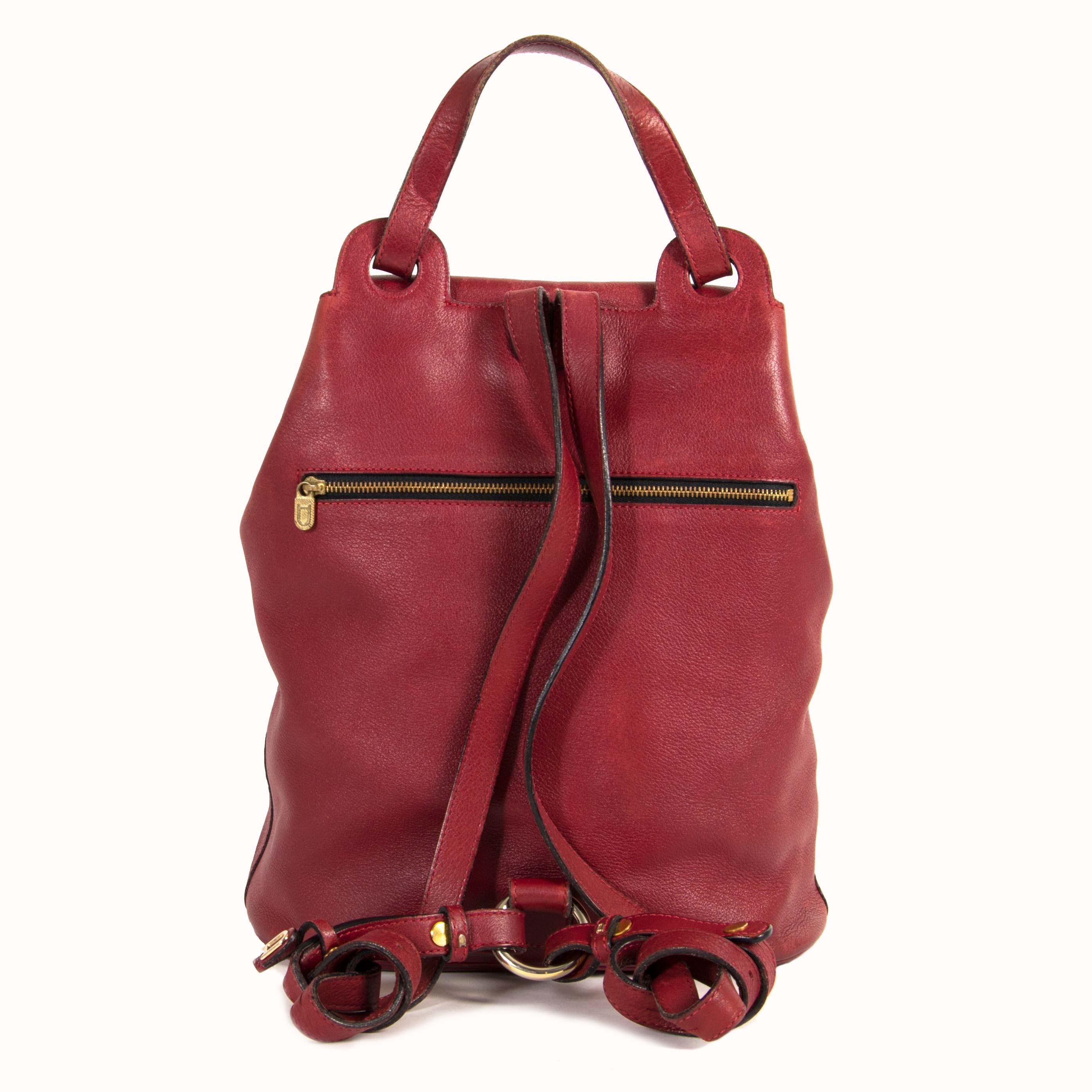 Delvaux Red Rose PM Backpack In Excellent Condition In Antwerp, BE