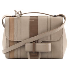 Delvaux Simplissime City Shoulder Bag Striped Leather with Patent and Suede PM