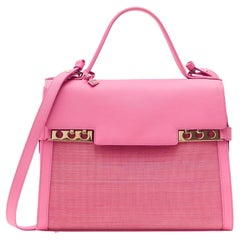 Delvaux Tempête GM Toile de Crin Borsa con manico superiore in pelle di fenicottero