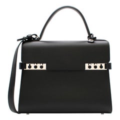 Delvaux Tempete MM Bag in Black Souple Box Calf Leather
