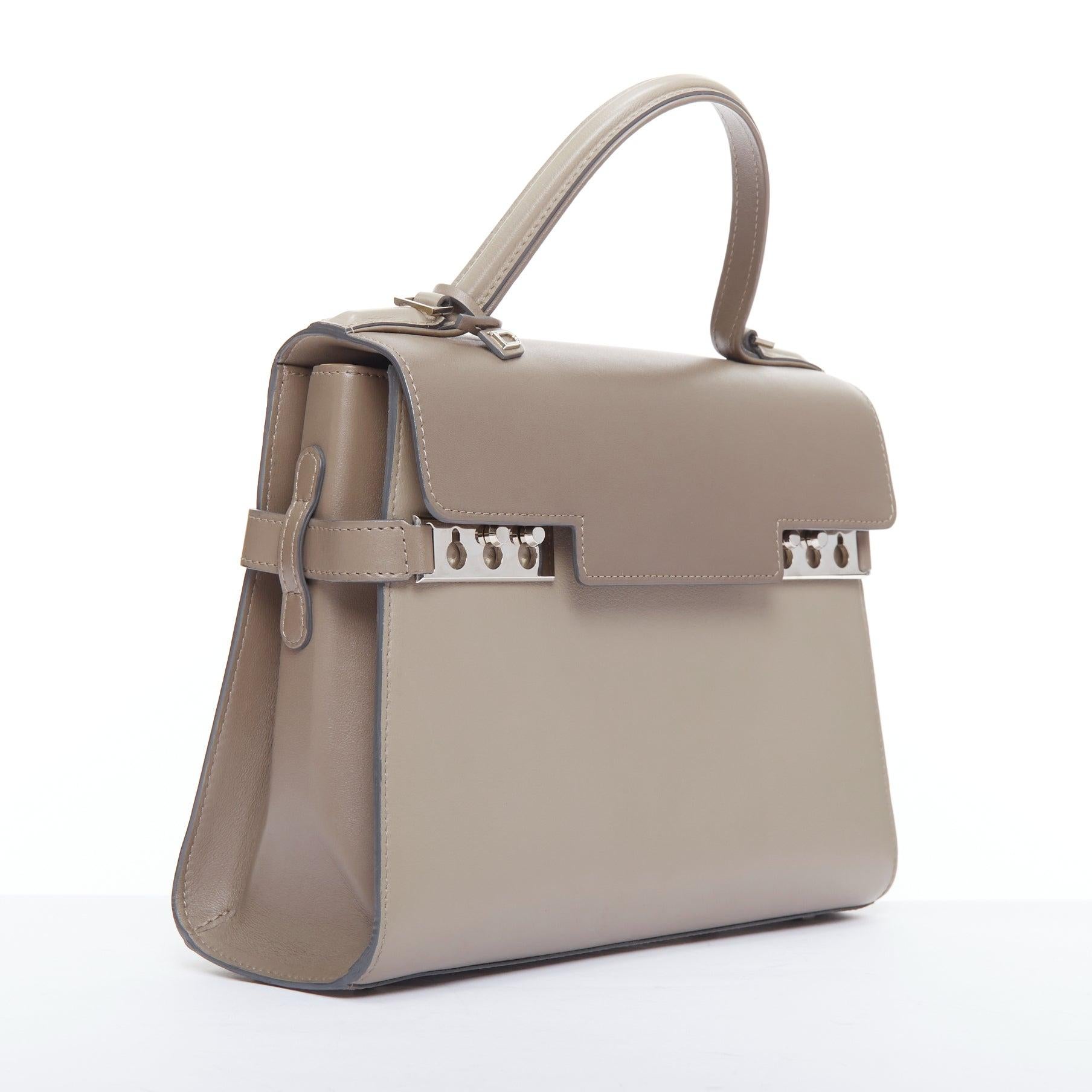 Silver DELVAUX Tempete MM grey silver tone top handle satchel bag