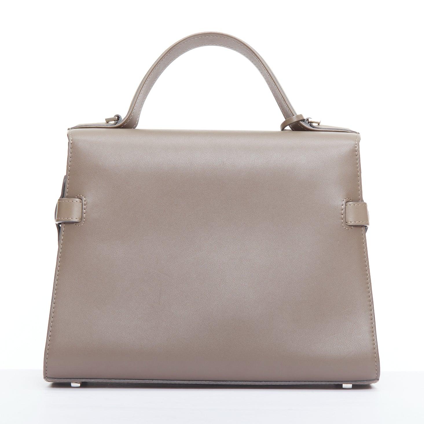Women's DELVAUX Tempete MM grey silver tone top handle satchel bag