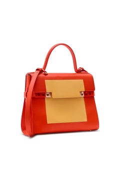 Delvaux Tempête MM Bolso de Asa Superior de Piel Naranja