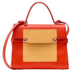 Delvaux Tempête MM Bolso de Asa Superior de Piel Naranja