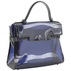 Delvaux Tempete Top Handle Bag Vinyl GM Blue