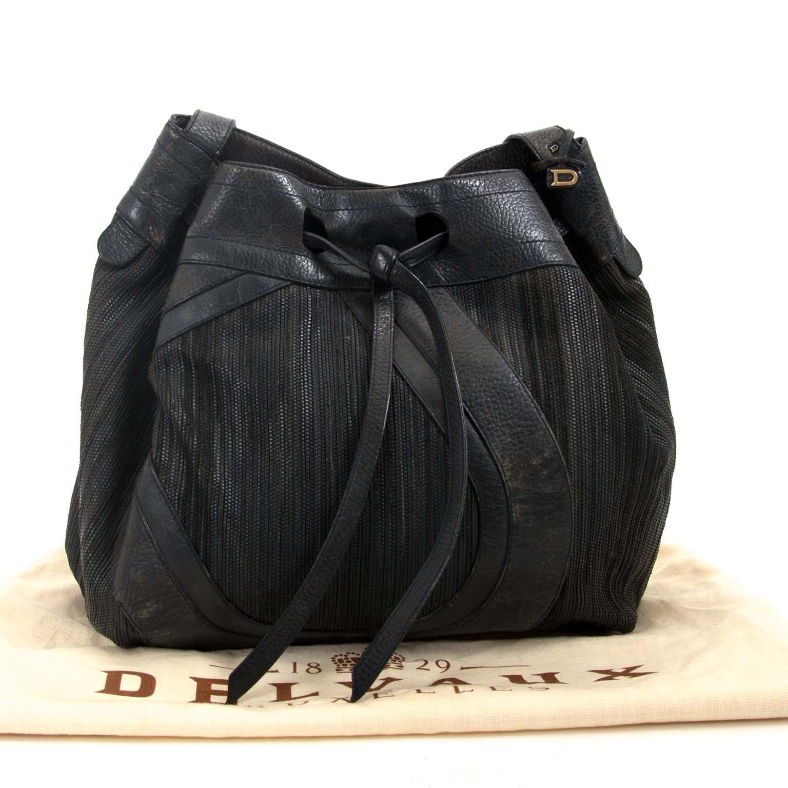 Black Delvaux Toile De Cuire Blue Ombre Shoulder Bag 