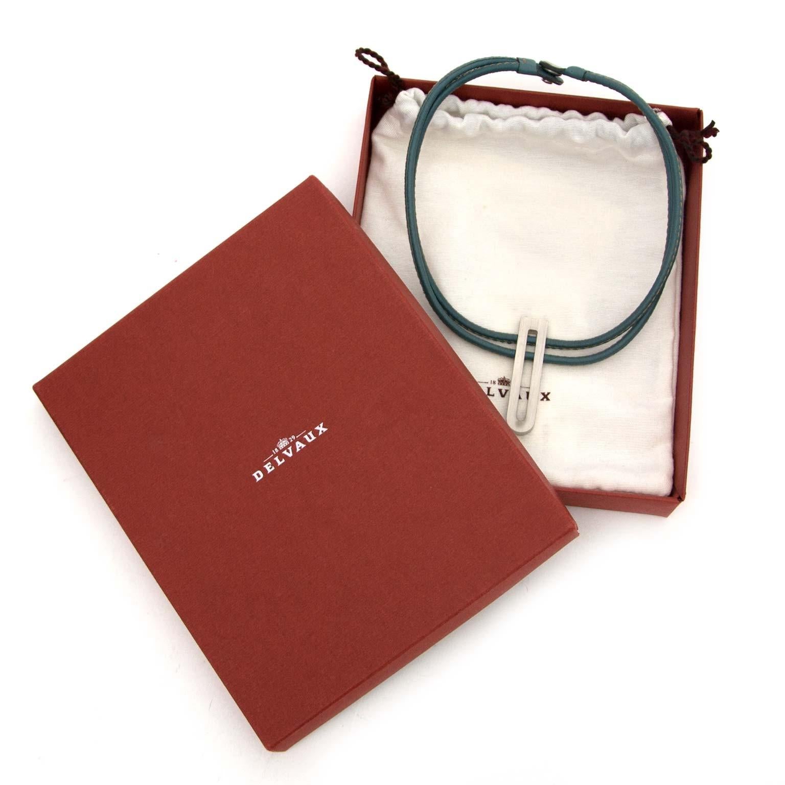 Excellent condition!

Delvaux Turquoise D Leather Necklace

Add a pop of color to your outfit this Spring and Summer with this beautiful necklace by Delvaux!

This piece features double leather straps in a turquoise color and the iconic D in