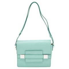 Delvaux Turquoise Leather Madame PM Shoulder Bag