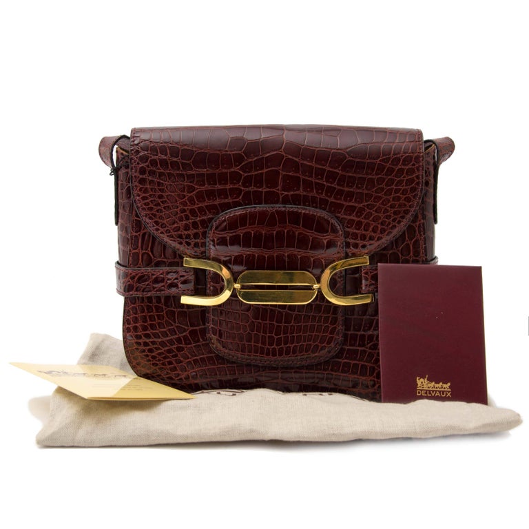 Delvaux Vintage Bordeaux Croco Leather Bag For Sale at 1stDibs