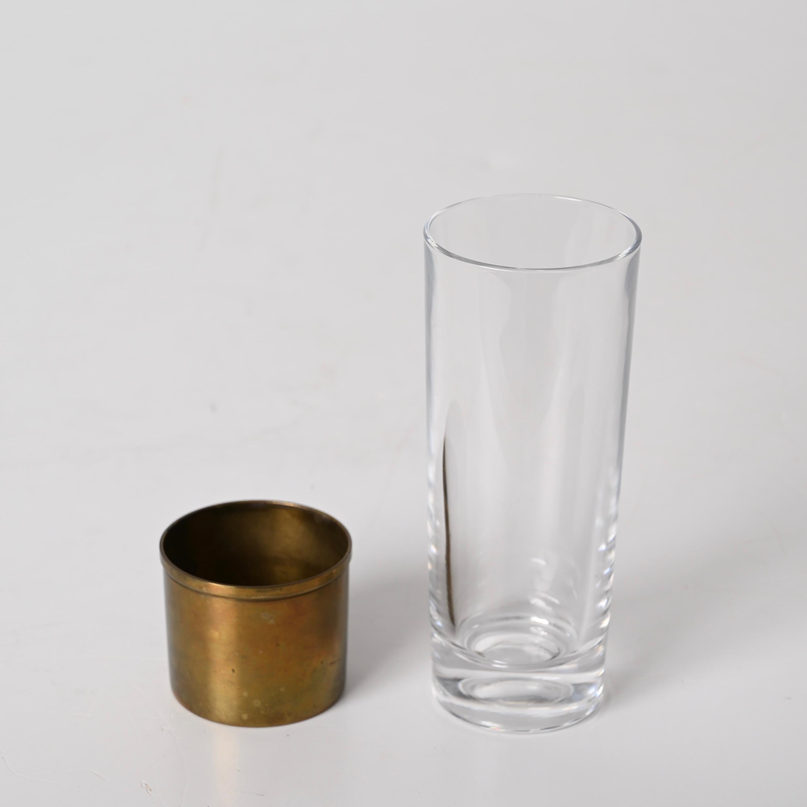Delvè MidCentury Italian Brass and Glass Set of Glasses and Tray for Delfi 1970s For Sale 7