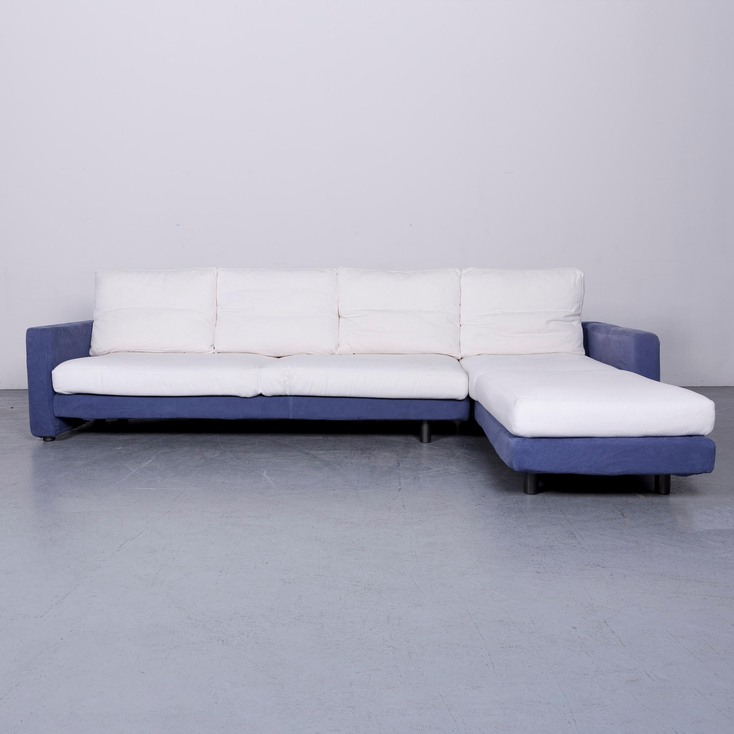 German Dema Designer Fabric Sofa White Blue Corner Sofa Couch For Sale