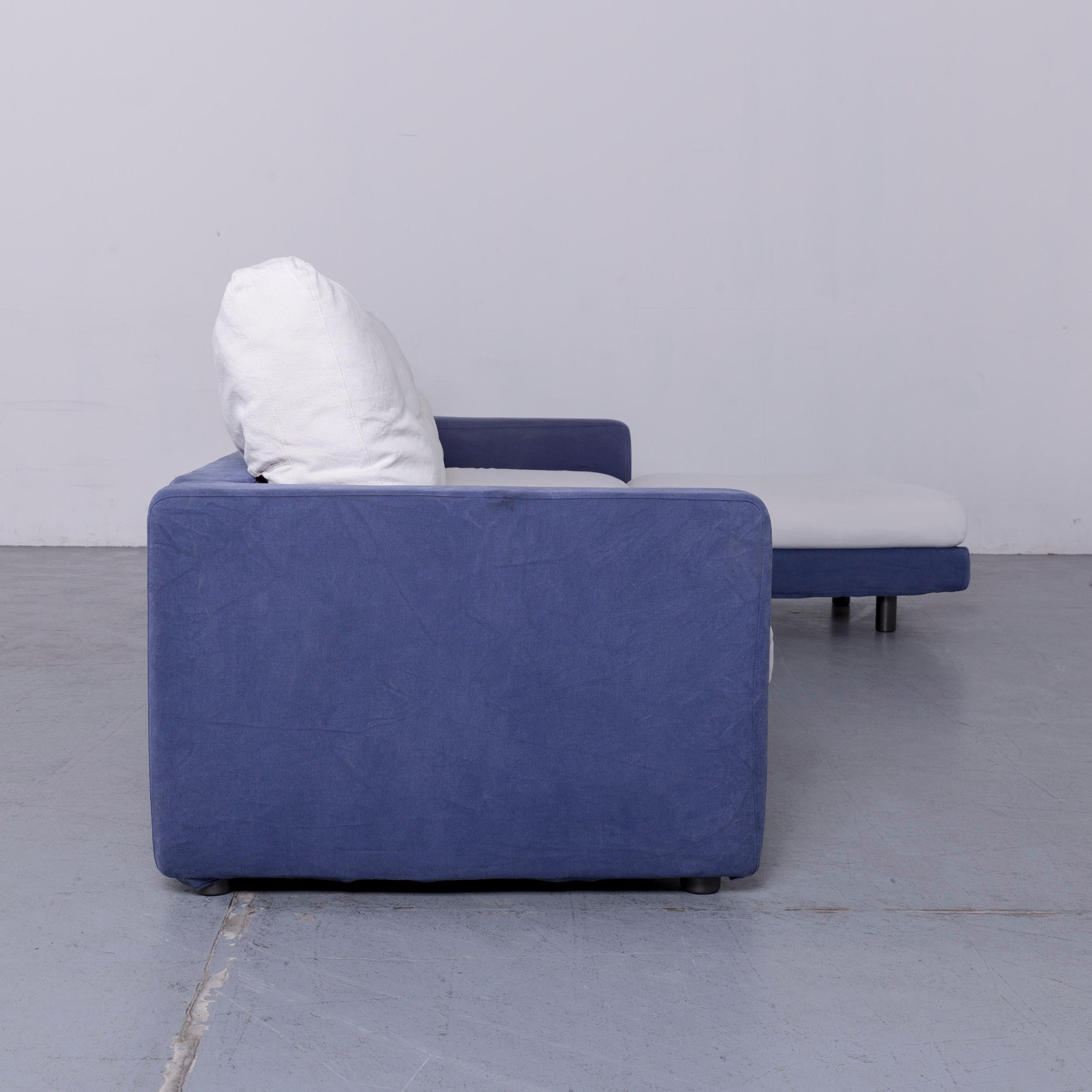 Dema Designer Fabric Sofa White Blue Corner Sofa Couch For Sale 3